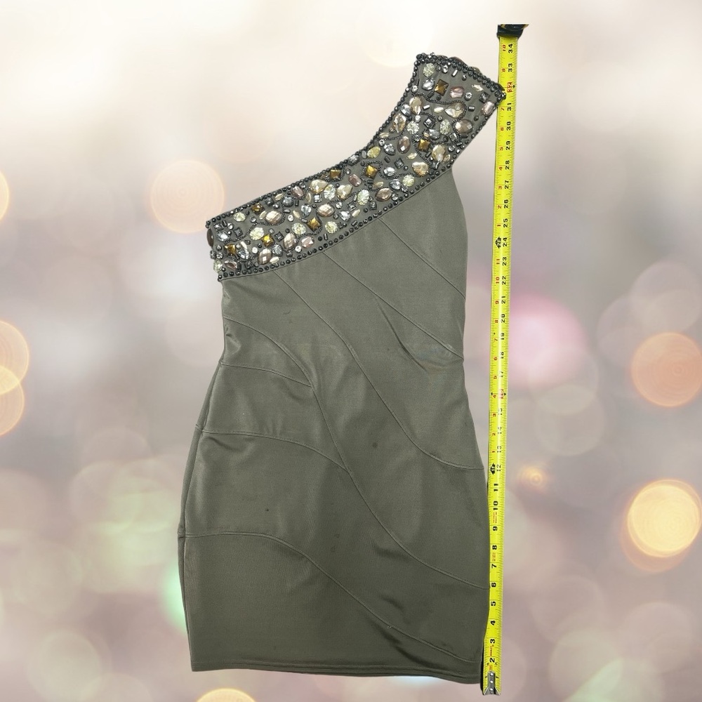 Bebe Rhinestone One-Shoulder Dress - Picture 5 of 6